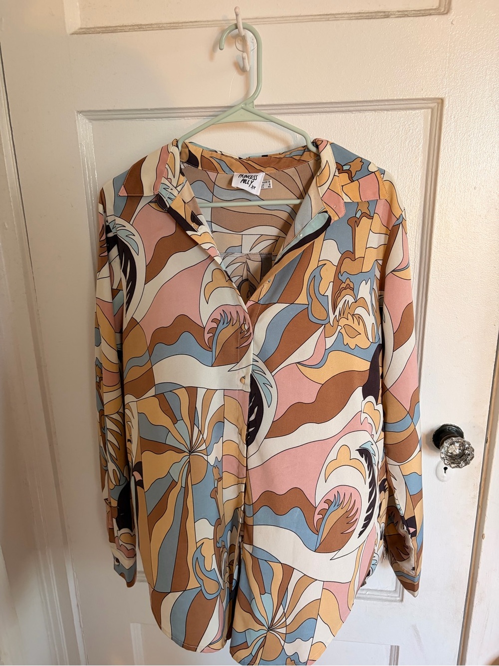 Princess Polly Multicolor Swirl Print Button-Up Blouse